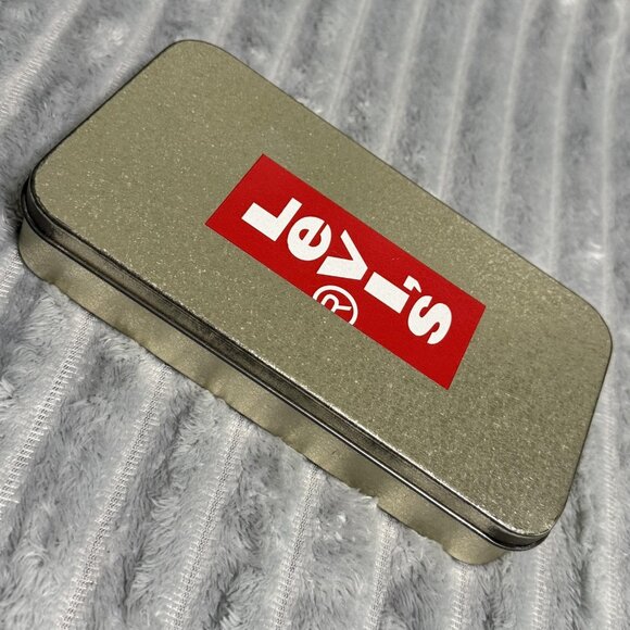 VTG Levi's Pocket Watch Clip Stainless Steel Navy Blue Quartz Tin Gift Box Japan - Picture 8 of 10